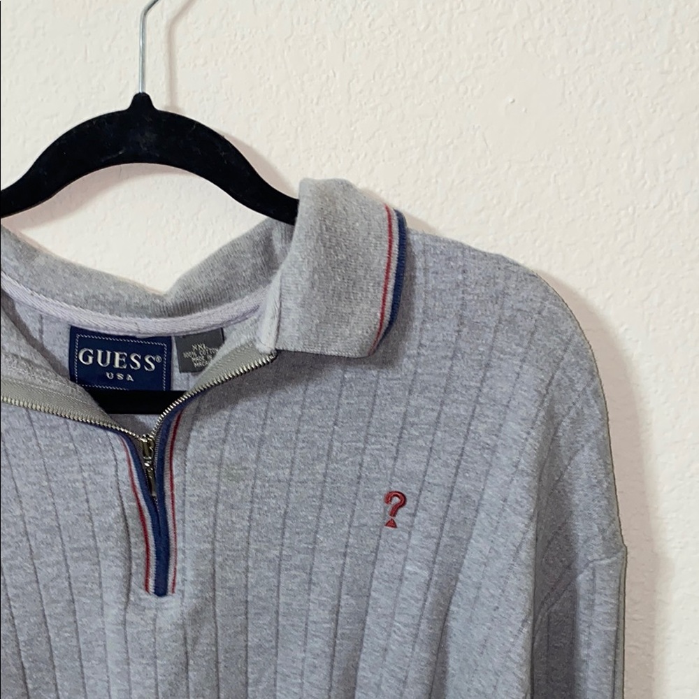 🌵Quarter-zip GUESS Men's Gray ribbed Sweater!